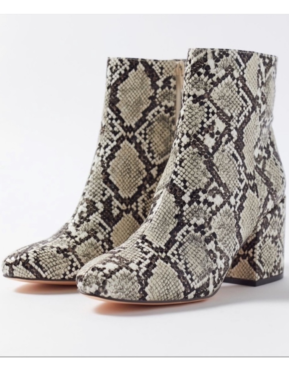 Like-New Urban Outfitters Margot Python PrintBoots Block Heel, Sz 8